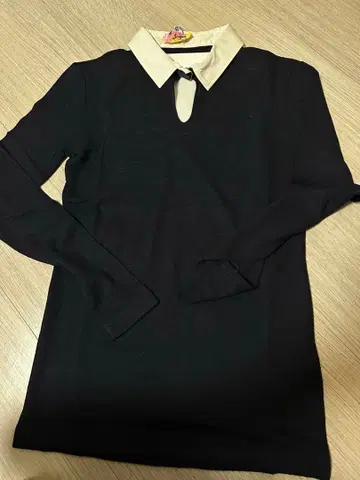 브루넬로쿠치넬리 카라 부착 셔츠 니트 네이비 긴팔