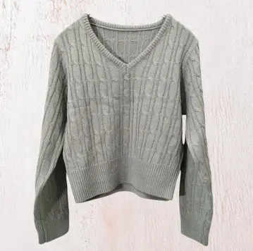 BLUE EAST 블루이스트 V넥 케이블 니트 민트 컬러