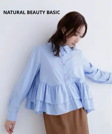 택 포함 새상품 티어드 프릴 페플럼 블라우스