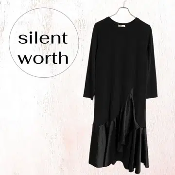 사일런트 와스 이소재 절개 블랙 니트 원피스 롱 기장 고급 퓨어