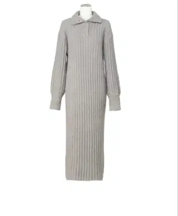 그레이 리브 긴팔 니트 원피스