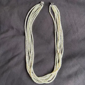 담수 펄 목걸이 7연 클로징 실버