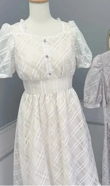 evelyn 시어 체크 코르셋 원피스