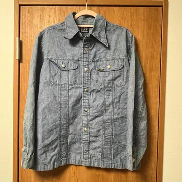 ( USA제 ) 70s Lee 대문자 블랙 택 스냅 버튼 데님 셔츠