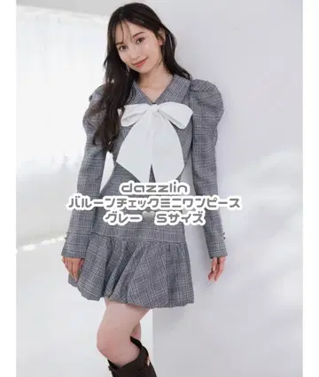 dazzlin 벌룬 체크 미니 원피스