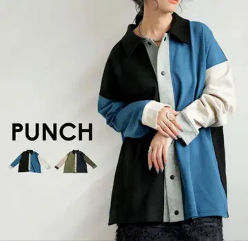 새상품급! 안티카 antiqua 배색 절개 자켓 블루 겉옷 긴팔