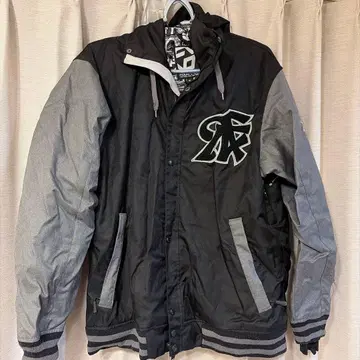 FOURNINES 후드 부착 바시티 자켓 XL 블랙/그레이 점퍼