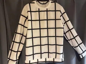 화이트 블랙 체크 무늬 상의 남성용 여성용