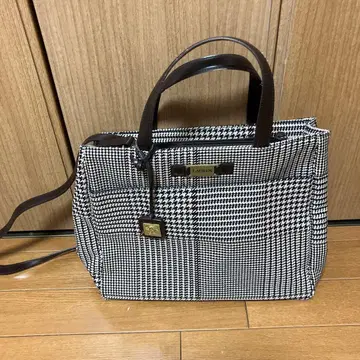 랄프 로렌 하운드 투스 패턴 핸드백