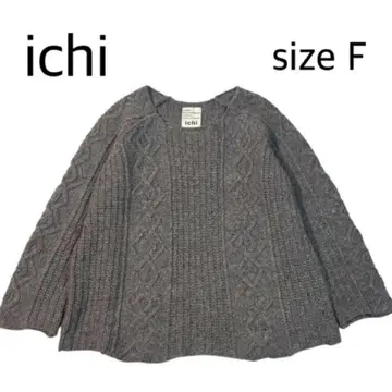 [ sizeF ] ichi 이치 케이블 니트 스웨터 울 100% 그레이