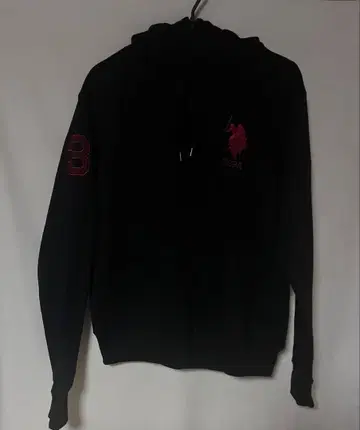 USPA 블랙 후드 부착 후드티