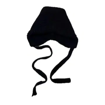 블랙 니트 모자 끈 포함