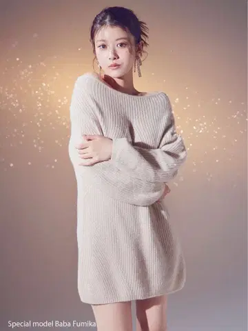 Snidel 라쿤 미니 니트 원피스 핑크