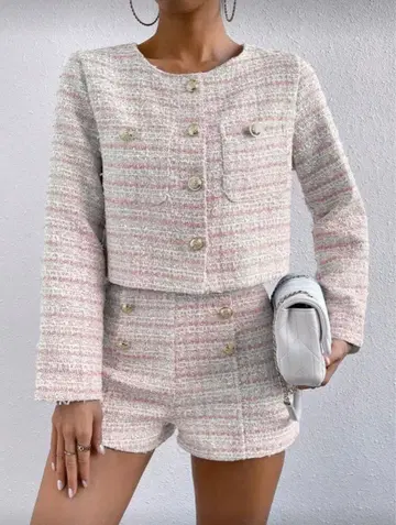 SHEIN 트위드 핑크 셋업