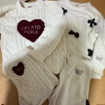 젤라또피케 셋업 리본 샤기 발렌타인 하트