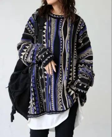 안티카 기하학 패턴 자카드 니트