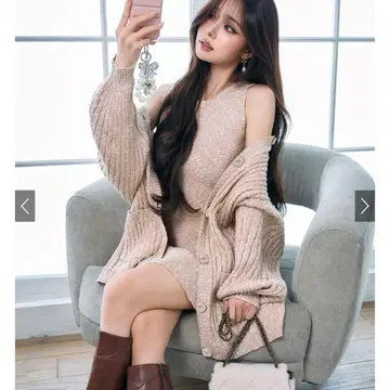 GRL 니트 가디건 x 슬리브리스 미니 원피스 셋업 ru1315