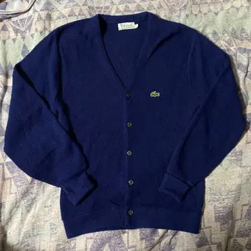 구 택 실 감기 택 70s IZOD Lacoste 네이비 가디건