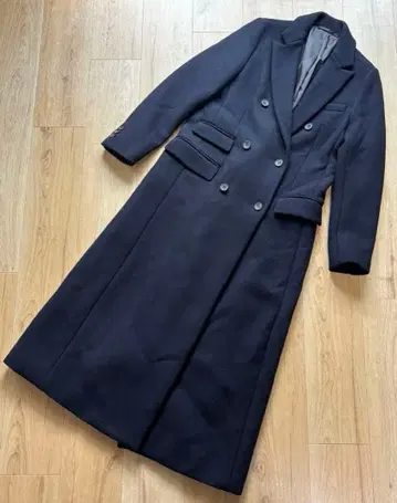 AP STUDIO 더블 브레스트 롱 코트 네이비