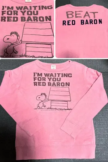 데님 빈티지 스누피 구제 의류 레드 바론 M 사이즈