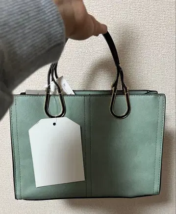 민트 그린 토트백 합성 피혁