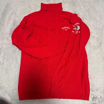 callaway 니트 터틀넥 빨간색 뜨개질 사이즈 M