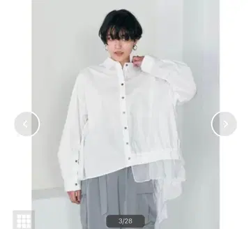 예카베카 시어MIX아지메셔츠 셔츠 화이트셔츠