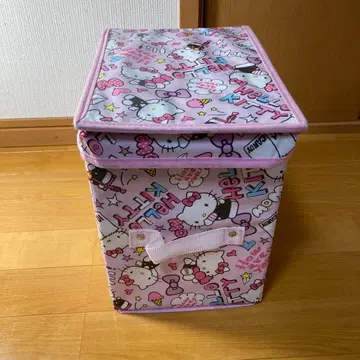 헬로키티 수납 박스 덮개 포함 접이식 헤이세이