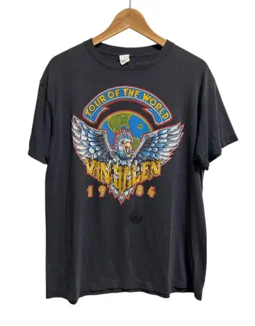 레어 XL 80s 빈티지 VAN HALEN 반팔 티셔츠 밴딩티 블랙