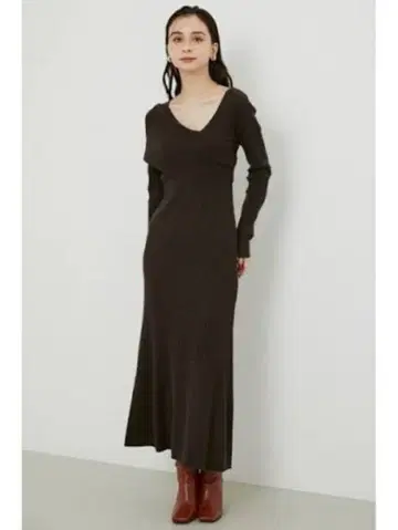 원숄 비대칭 니트 원피스 rienda