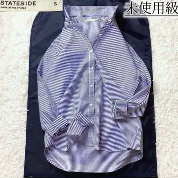 2미사용급! 스테이트 사이드 두지엠 클라세 긴팔 셔츠 스트라이프 파랑