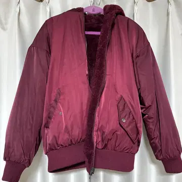 버건디 플리스 보아 자켓 리버서블