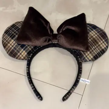 디즈니 머리띠 미니 체크 브라운