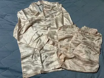 파자마 실크 100% 상하의 세트 여성용 핑크