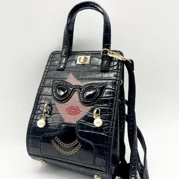 [ 새상품급 ] 바리아스 스타일 개성파 2way 백 악어 엠보싱 걸 블랙