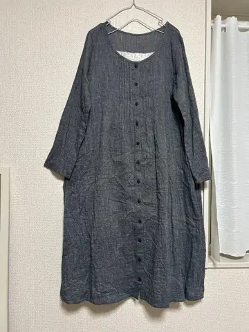 DADAISM 다크 그레이 린넨풍 셔츠 원피스