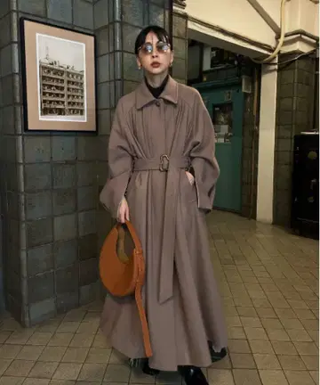 UND FRONT GATHER OPEN SLEEVE COAT 베이지 M