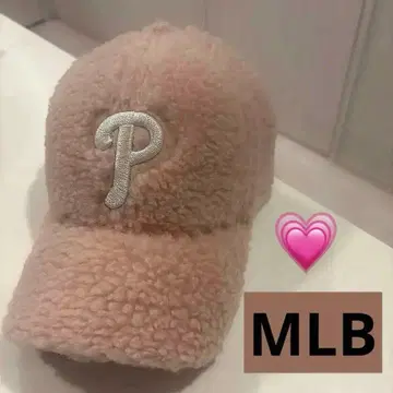 [새상품] MLB 핑크 복슬복슬 야구 모자 플리스