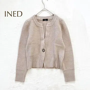 이네드 긴팔 가디건 겉옷 니트 캐주얼 심플 꽃 스톤