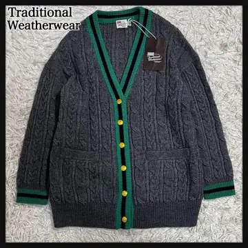 [택 포함 새상품] 트래디셔널 웨더웨어 가디건 케이블 골드 버튼