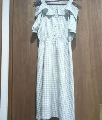 MAJESTIC LEGON 오프숄더 체크 무늬 원피스 M