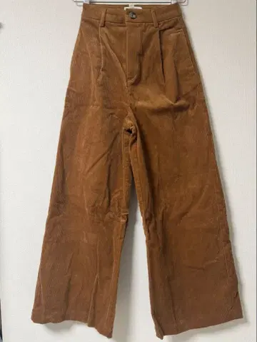 H&M 코듀로이 브라운 하이웨스트 와이드 팬츠