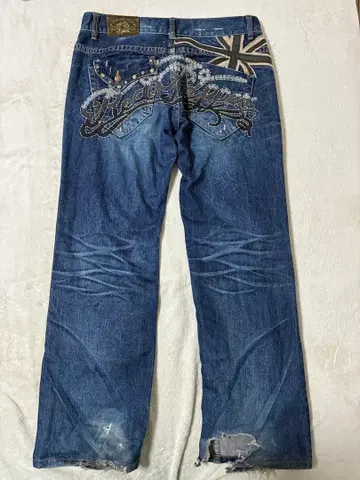 유니언 잭 자수 데님 팬츠 y2k