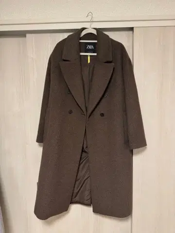 ZARA 브라운 더블 브레스트 롱 코트