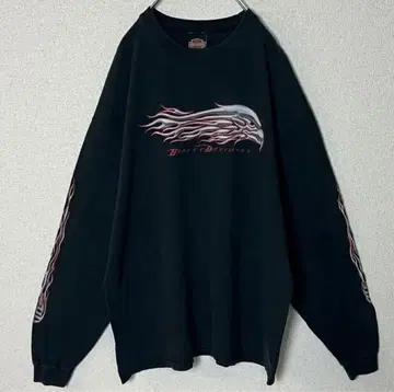 [ 할리데이비슨 ] 90s 양면 프린트 롱T 이글 파이어 패턴