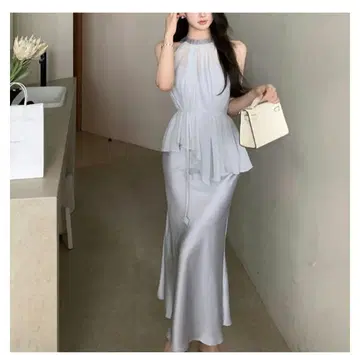 캬바쿠라 드레스 원피스 페이크 레이어드 슬리브리스