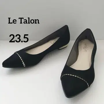 Le Talon 스웨이드 펌프스 포인티드 금 스타 블랙 23.5cm