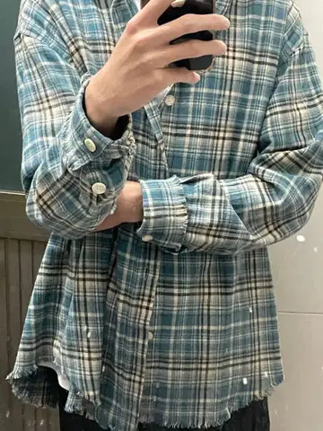 archive 플란넬 셔츠 블루 계열 체크 00s