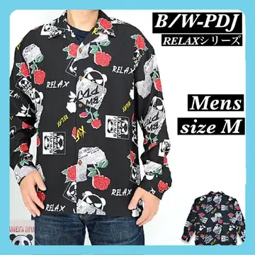 B/W-PDJ RELAX 시리즈 장미 팬더 올 패턴 프린트 셔츠