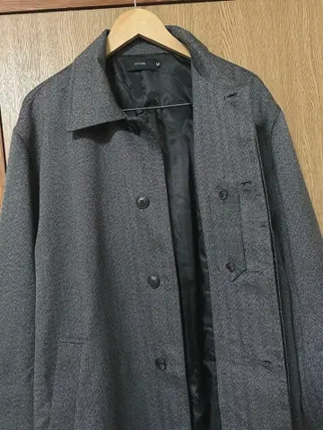 CALLNE 울 블렌드 헤링본 스탠다드 코트 그레이 M